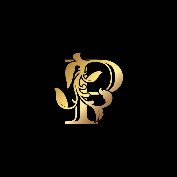 Floral Gold Luxury Letter Logo Design Élégance Alphabet Vector Nature — Image vectorielle