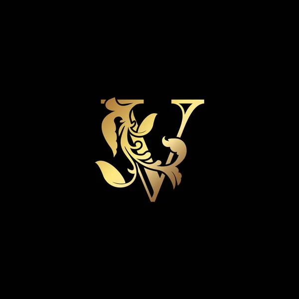 Logo Lettera Lusso Oro Floreale Design Eleganza Alfabeto Vettoriale Natura — Vettoriale Stock
