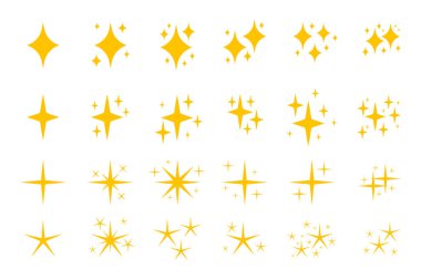 Sarı düz parlak ikon yıldız ışıltı vektör kümesi