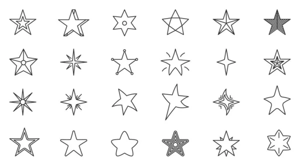 Star black line icon logo sparkle rank vector set — Stock Vector
