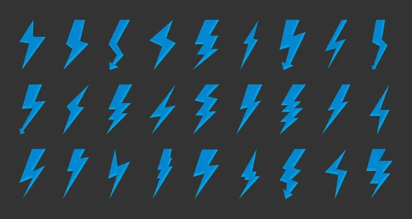 Modrá ikona blesk blesk logotyp vektor set — Stockový vektor