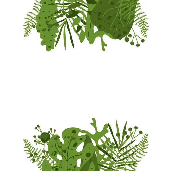Tropiska gröna blad palm ram banner tom vektor — Stock vektor