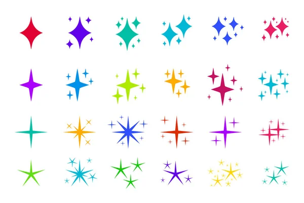 Barevné ploché jiskry ikony hvězda svit vektor set — Stockový vektor