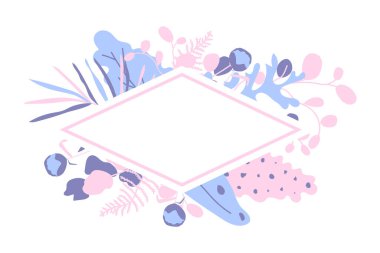 Tropikal renkli yapraklar metin kutusu vektörünü kapat