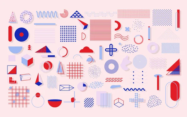 Renkli geometrik şekil memphis gölge vektör kümesi