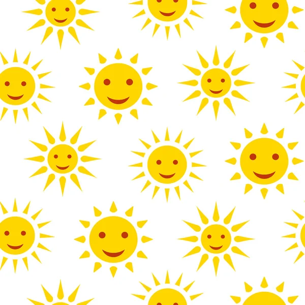 Sol leende sömlös mönster sommar tryck vektor — Stock vektor