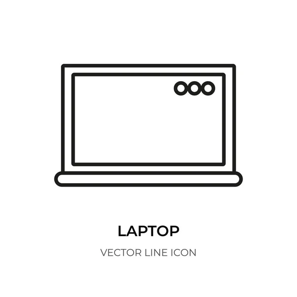 Laptop linha preta ícone computador pc notebook vector — Vetor de Stock