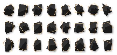 Abstract geometric black banner gold frame set clipart