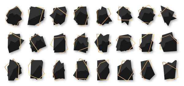 Abstract geometric black banner gold frame set