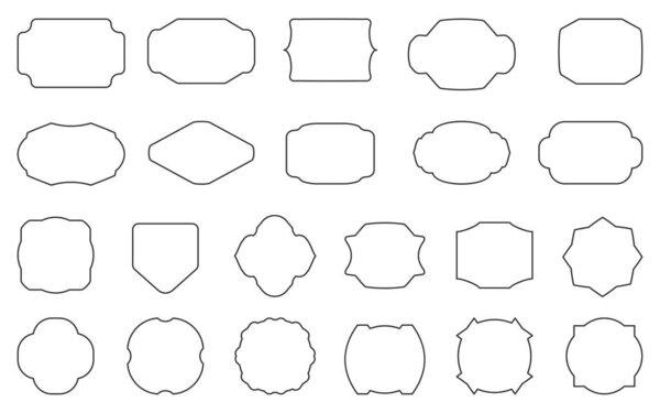 Black outline label frame vintage retro vector set