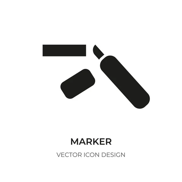 Marqueur stylo noir icône surligneur feutre pointe vecteur — Image vectorielle