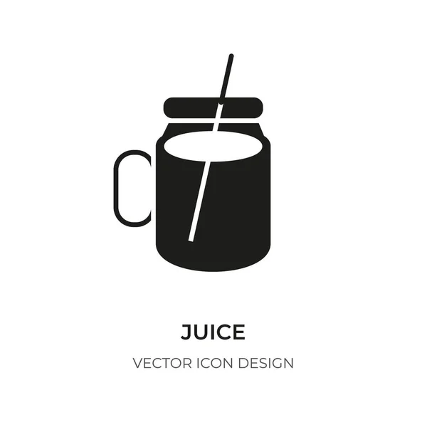 Ikon glif Juice minuman segar jar vektor logo jerami - Stok Vektor