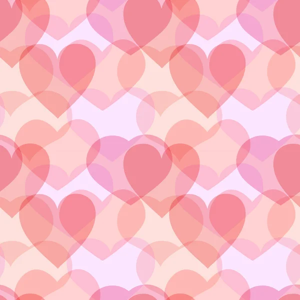 Overlay roze hart liefde romantisch naadloos patroon — Stockvector