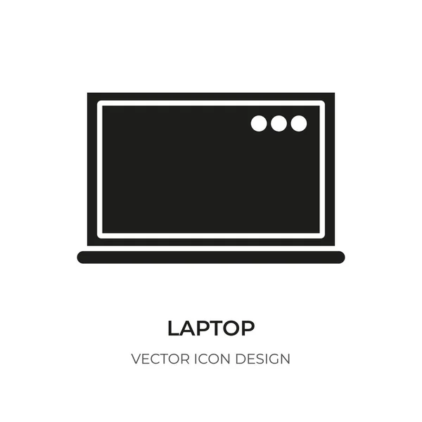 Laptop schwarze Ikone Computer PC Notebook Logo Vektor — Stockvektor