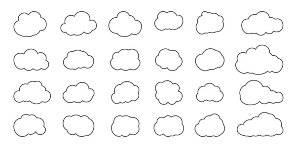 Cloud noir contour bulle météo icône vectoriel ensemble — Image vectorielle