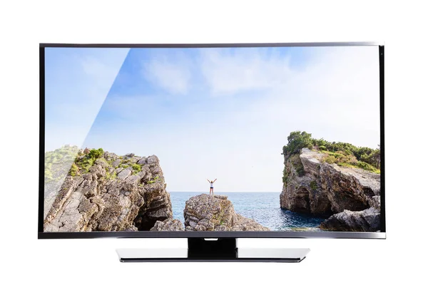 TV, monitor, képernyő elszigetelt fehér background. — Stock Fotó