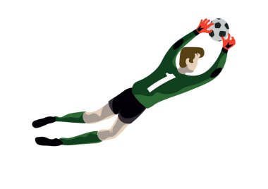 Beyazın üzerine futbol kalecisinin el çizimi vektör illüstrasyonu