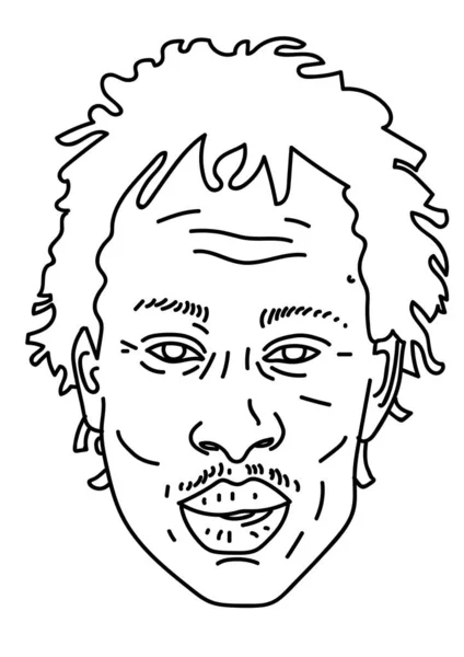 Ilustración Vectorial Dibujado Mano Cara Del Hombre Afroamericano Blanco — Vector de stock