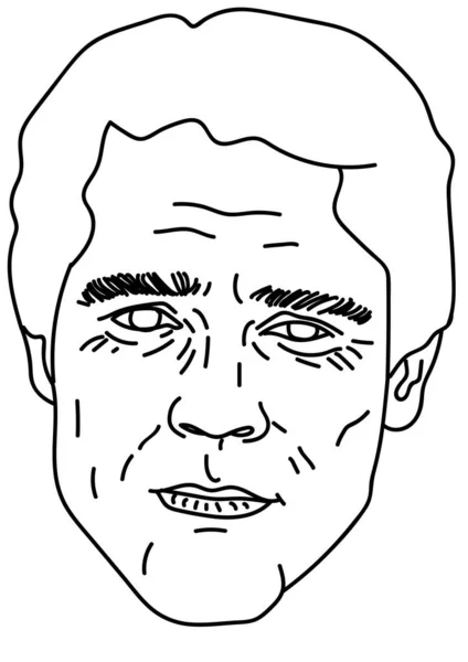 Ilustração Vetorial Desenhada Mão Rosto Homem Adulto Branco — Vetor de Stock