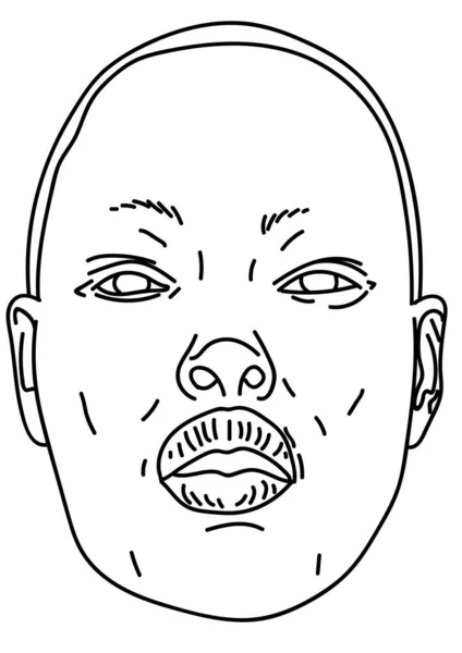 Illustration Vectorielle Dessinée Main Visage Femme Afro Américaine Sur Blanc — Image vectorielle