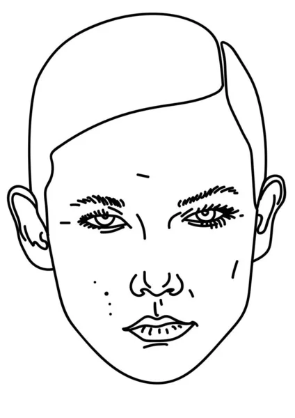 Ilustración Vectorial Dibujado Mano Cara Mujer Blanco — Vector de stock