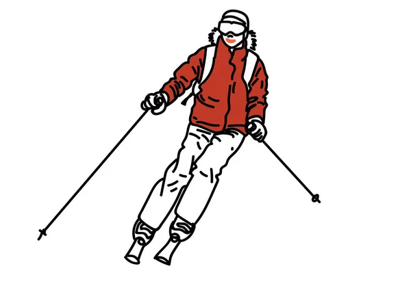 Beyaz Üzerine Çizimi Kayak Sürücüsü Çizimi — Stok Vektör
