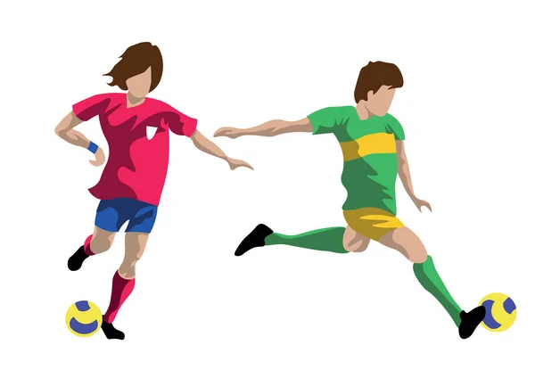 Beyazlar üzerine iki takımdan futbolcuların el çizimi vektör çizimi