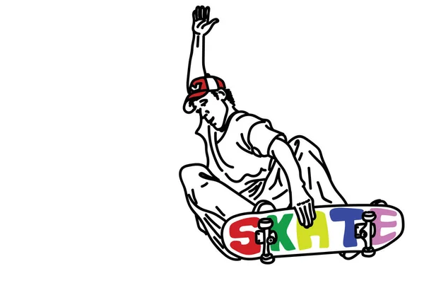 Kaykaycının beyaz üzerinde el çizimi vektör çizimi