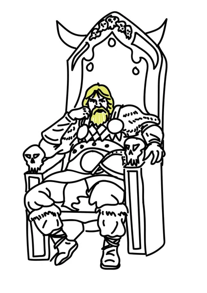 Handgetekende Vectorillustratie Van Viking Wit — Stockvector