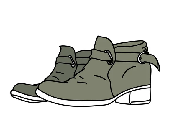 Handgetekende Vector Illustratie Van Stijlvolle Schoenen Wit — Stockvector