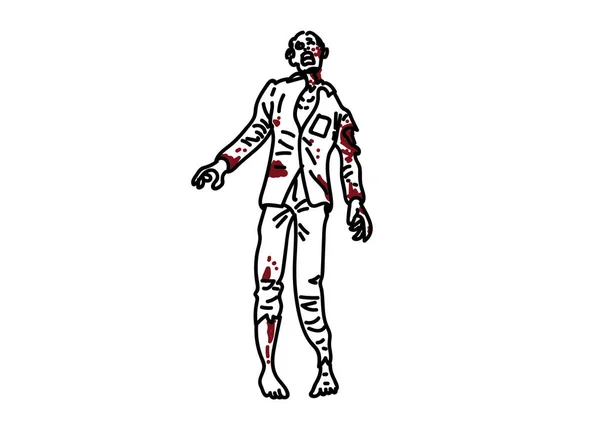 Hand Drawn Vector Illustration Zombie White — Stock Vector