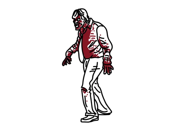 Hand Drawn Vector Illustration Zombie White — Stockový vektor