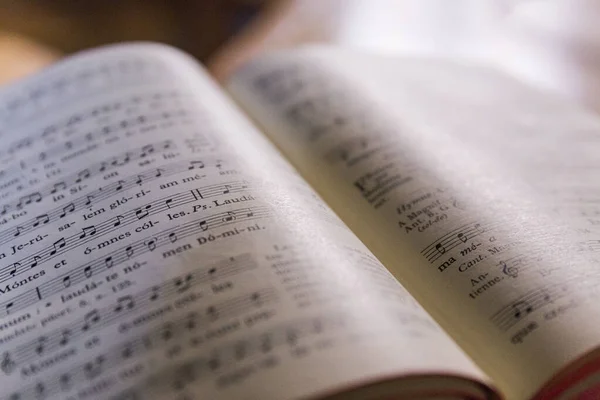 closeup of sheet music from a music book