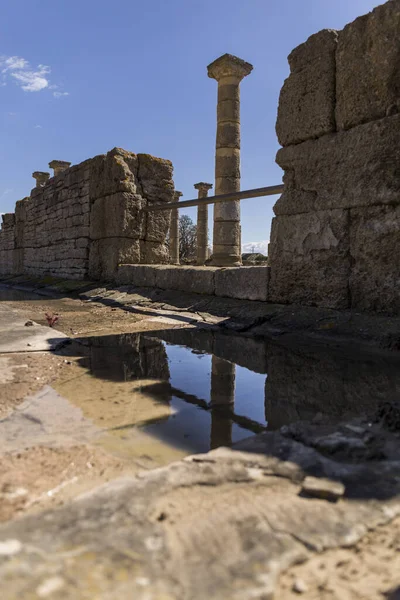 Sitio Arqueológico Romano Que Podemos Ver Antiguos Edificios Piedra Con —  Fotos de Stock