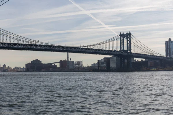 Puente Brooklyn Visto Desde Lejos Lado Del Puente Puede Ver — Foto de Stock