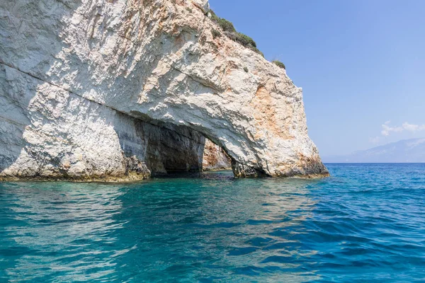 Blue Caves Rocky Cliff Caves Sea White Rock Cliff Blue — Stock Photo, Image