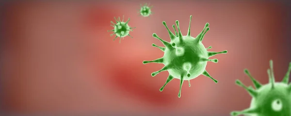 インフルエンザウイルス細胞の顕微鏡観察 3D医療イラスト — ストック写真