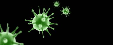 Grip virüsü hücrelerinin mikroskobik görüntüsü. 3 boyutlu tıbbi illüstrasyon