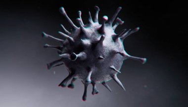 Grip virüsü hücrelerinin mikroskobik görüntüsü. 3 boyutlu tıbbi illüstrasyon