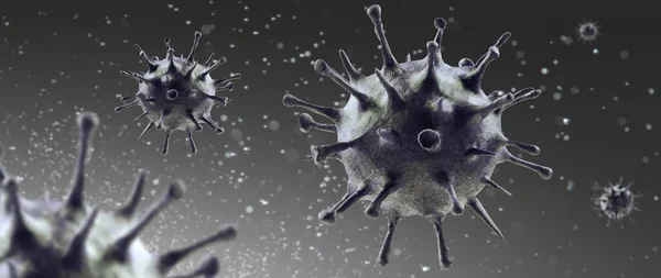 Vista Microscópica Las Células Del Virus Gripe Ilustración Médica — Foto de Stock