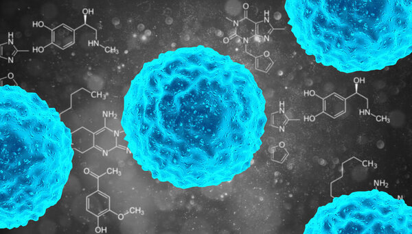Микроскопический взгляд на клетки вируса гриппа. 3D медицинская иллюстрация