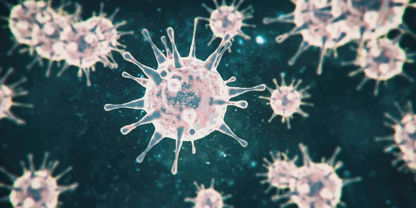 Mikroskopischer Blick Auf Grippeviren Zellen Medizinische Illustration — Stockfoto