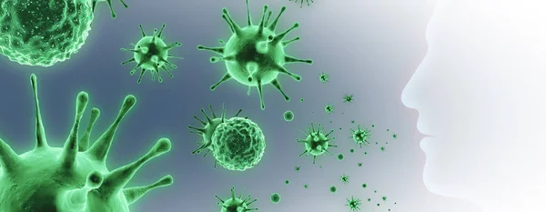 Microscopisch Zicht Influenzaviruscellen Medische Illustratie — Stockfoto