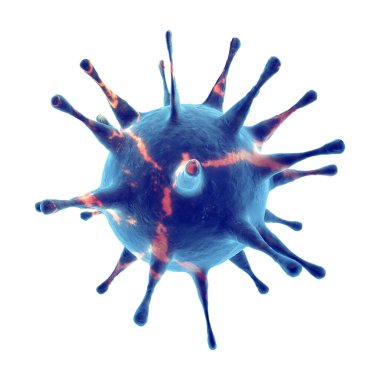 Grip virüsü hücrelerinin mikroskobik görüntüsü. 3 boyutlu tıbbi illüstrasyon