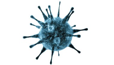 Grip virüsü hücrelerinin mikroskobik görüntüsü. 3 boyutlu tıbbi illüstrasyon