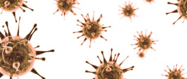 Grip virüsü hücrelerinin mikroskobik görüntüsü. 3 boyutlu tıbbi illüstrasyon