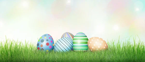 Composição Páscoa Com Ovos Decoração Festiva Feliz Páscoa — Fotografia de Stock