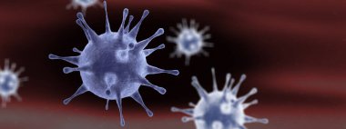 Grip virüsü hücrelerinin mikroskobik görüntüsü. 3 boyutlu tıbbi illüstrasyon