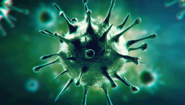 Vedere Microscopică Celulelor Virusului Gripal Ilustrație Medicală — Fotografie, imagine de stoc