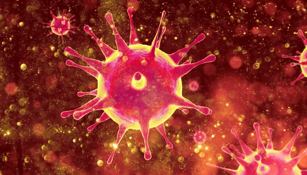 Vista Microscópica Las Células Del Virus Gripe Ilustración Médica —  Fotos de Stock